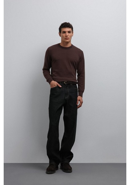 Kahve Yumuşak Dokulu Basic Erkek Kazak