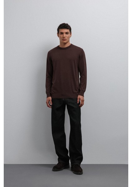 Kahve Yumuşak Dokulu Basic Erkek Kazak