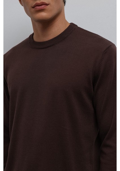 Kahve Yumuşak Dokulu Basic Erkek Kazak