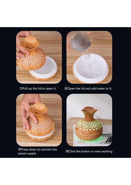 Volkanik Tasarım 300 ml Ultrasonik Sessiz Hava Nemlendirici Aroma Difüzörü