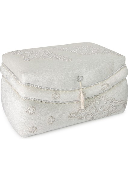 Kadife Yuvarlak Kapaklı Söz Nişan Düğün Çeyizlik Gelin Bohça Sandık Seti (3’lü Set) - Ekru fiyatları