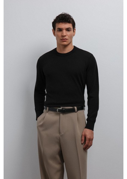 Siyah Yumuşak Dokulu Basic Erkek Kazak