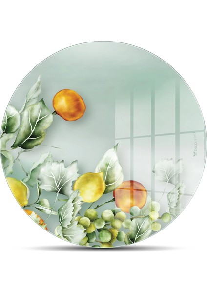 Cam Kesme Tahtası ve Sunumluk Yuvarlak Vintage Fruits 30X30 cm fiyatları