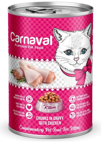 Kaliteli Yaş Mama 48 Adet Yavru Kedi Konservesi - Tavuklu 400 gr