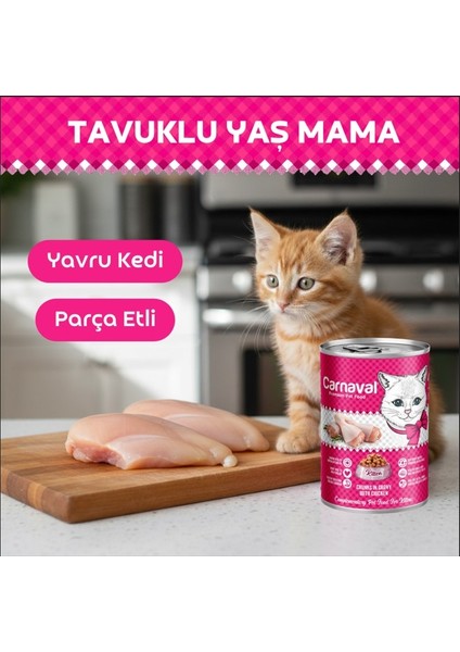 Kaliteli Yaş Mama 48 Adet Yavru Kedi Konservesi - Tavuklu 400 gr fiyatları