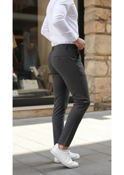 Erkek Slim Fit Likralı Gabardin Pantolon