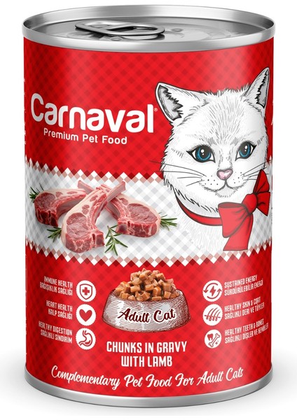 Kaliteli Yaş Mama 48 Adet Yetişkin Kedi Konservesi - Kuzu Etli 400 gr