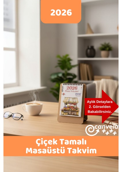 2026 Yılı Masaüstü Takvim Üçgen Masa Takvimi Çiçek Severler Için Çiçek Temalı Takvim