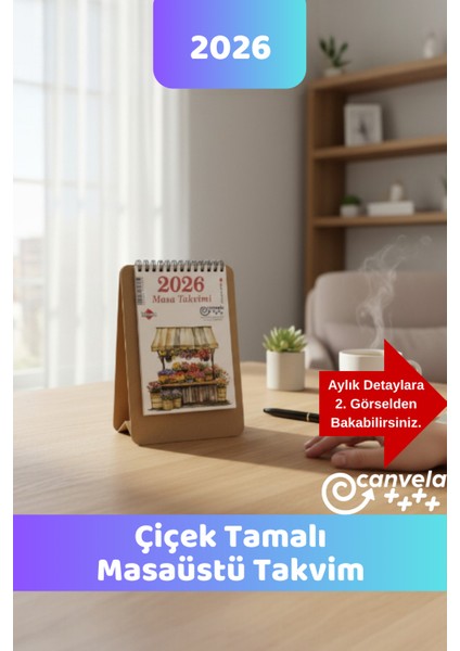 2026 Yılı Masaüstü Takvim Üçgen Masa Takvimi Çiçek Severler Için Çiçek Temalı Takvim modelleri