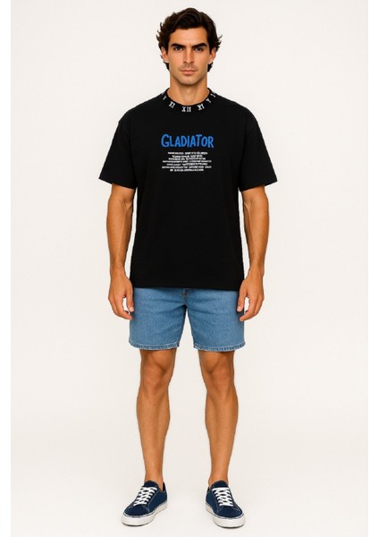 Erkek Sıfır Yaka Önü ve Yakası Baskılı Pamuk T-Shirt fiyatları