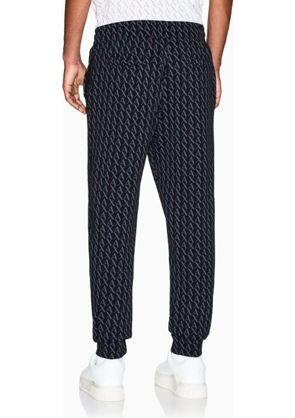 Erkek Regular Fit Monogram Desenli Jogger Eşofman Altı - Siyah fiyatları