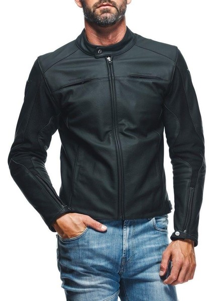 Razon 2 Korumalı Deri Motosiklet Mont Black