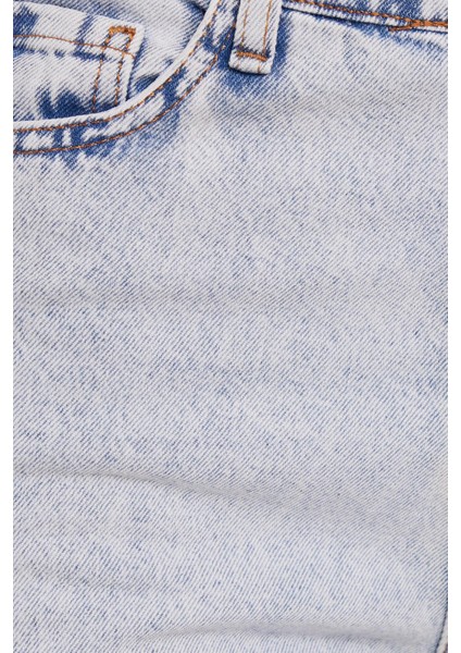 Kadın Regular Fit Klasik Kesim Pamuklu Bol Paça açık Mavi Jean Pantolon