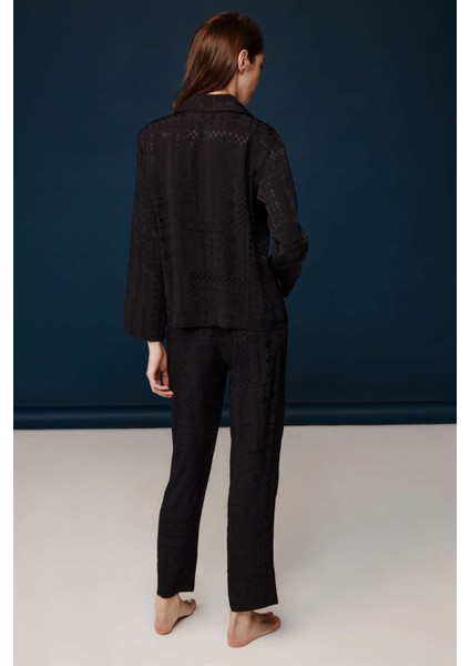 Kadın Viskon Düğme Detaylı Pijama Takımı 30017 fırsatları