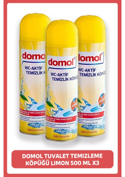 Tuvalet Temizleme Köpüğü Limon 500 ml 3 Adet