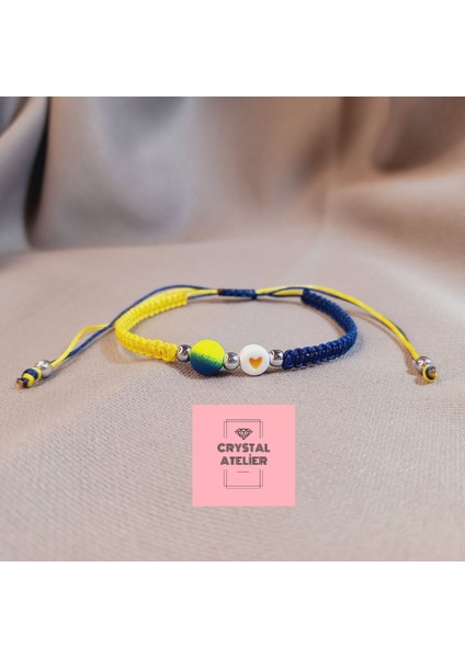 Fenerbahçe Temalı Makrome Bileklik – Sarı Lacivert Kalp Boncuk El Yapımı Unisex Taraftar Bileklik - Fenerbahçe Bileklik - Taraftar Bileklik - Makrome Bileklik - Sarı Lacivert Bileklik