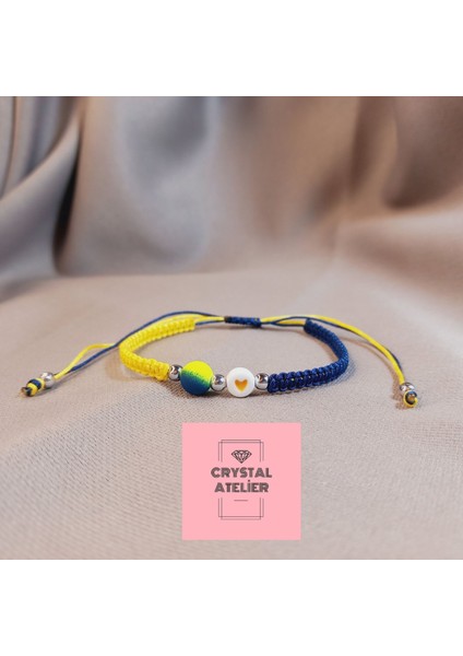 Fenerbahçe Temalı Makrome Bileklik – Sarı Lacivert Kalp Boncuk El Yapımı Unisex Taraftar Bileklik - Fenerbahçe Bileklik - Taraftar Bileklik - Makrome Bileklik - Sarı Lacivert Bileklik modelleri