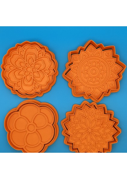 Mandala Desenli 3D Baskı Kek Kalıbı – Şık ve Dekoratif Kek Kalıbı (4’lü Set) modelleri