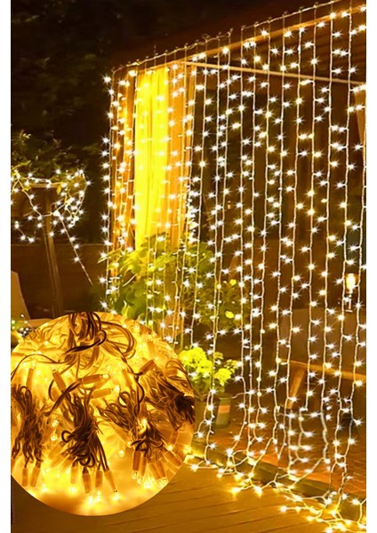 Perde LED Işık 400 LED Eklenebilir Dış Mekan Günışığı 2x2 Metre