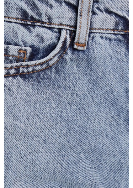 Kadın Regular Fit Klasik Kesim Baggy Pamuklu Geniş Paça Açık Mavi Jean Pantolon