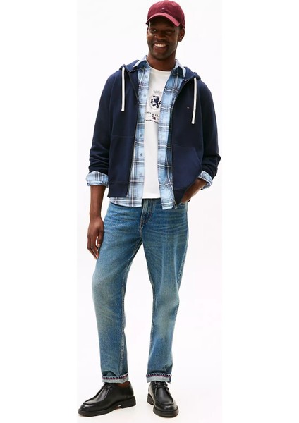 Erkek Regular Fit Kapüşonlu Kanguru Cepli Fermuarlı Sweatshirt - Lacivert fiyatları