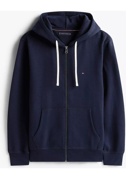 Erkek Regular Fit Kapüşonlu Kanguru Cepli Fermuarlı Sweatshirt - Lacivert indirimleri