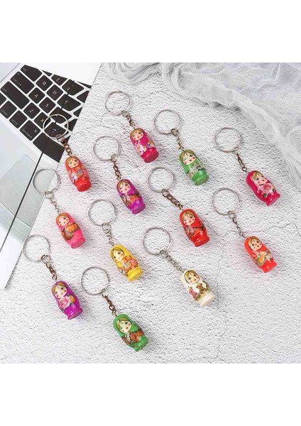 Matruşka Anahtarlık 5'li Set Renkli Rus Bebek Ahşap Tasarım Sevimli Hediyelik Çanta ve Anahtar Aksesuarı! fiyatları