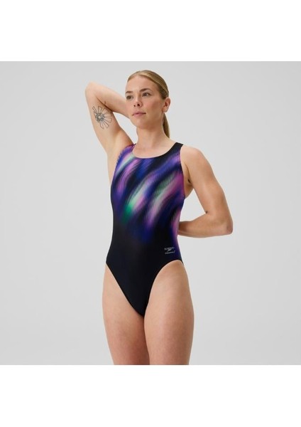 Printed Powerback Kadın Yüzücü Mayosu