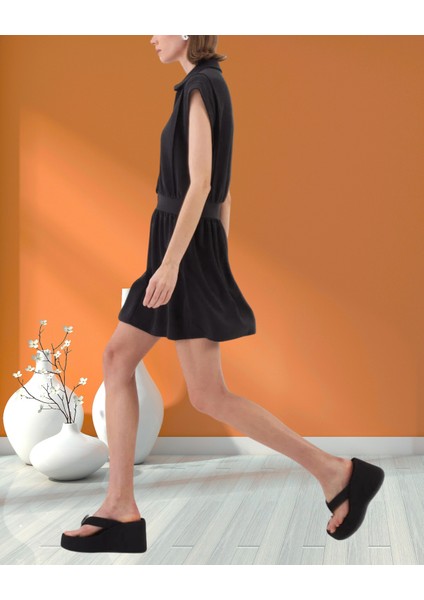 xint Kadın Regular Fit Gömlek Yaka Önden Fermuar Kapamalı Kolsuz Modal Mini Elbise modelleri