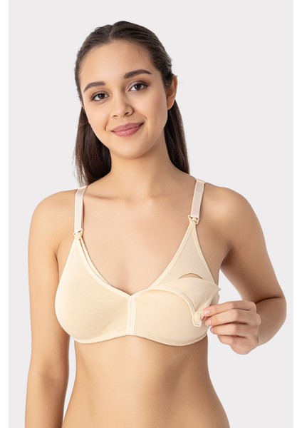 3'lü Ten Kadın Pamuklu Likralı Esnek Rahat Balensiz Kapsız Hamile Emzirme Sütyeni indirimleri
