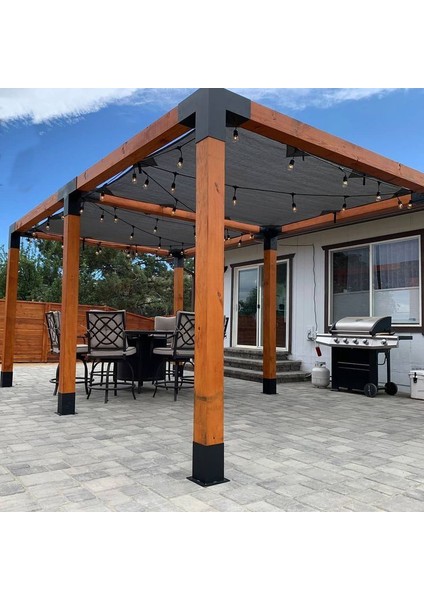 BENLINEWOOD90X90X2,5 mm Pergalo Garaj Sundurma Çardak Bağlantı Ekipmanları 12 Parça Mat Siyah fiyatları