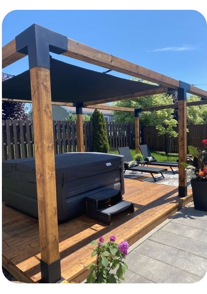 BENLINEWOOD90X90X2,5 mm Pergalo Garaj Sundurma Çardak Bağlantı Ekipmanları 12 Parça Mat Siyah indirimleri