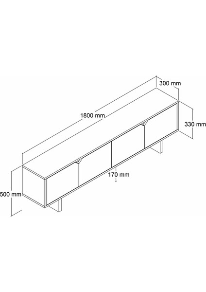 Doruk Beyaz Tv Ünitesi - 180 cm Modern Tasarım, Ekonomik Tv Ünitesi, Kulpsuz indirimleri