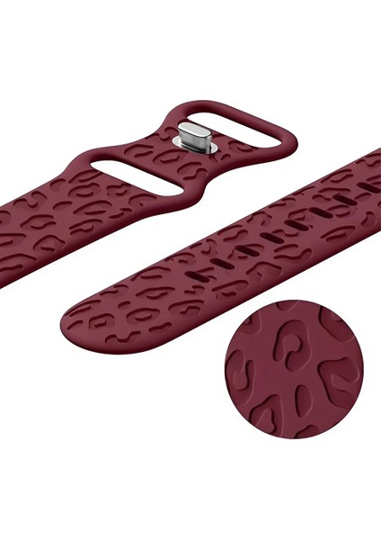 Apple Watch 11 10 46MM 9 8 7 6 Se Ultra Uyumlu 42-44-45-49MM Leopar Desenli 2'li Silikon Kordon Seti