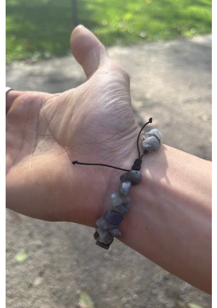 Kırık Labradorit Taşı Unisex Ip Bileklik Ayarlanabilir