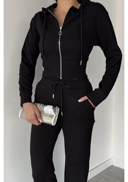Kadın Kapüşonlu Fermuarlı Sweat Pantolon Ikili Takım P-00018874 fiyatları