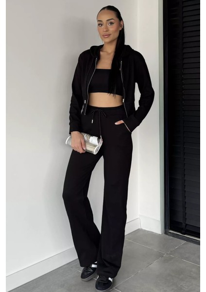 Kadın Kapüşonlu Fermuarlı Sweat Pantolon Ikili Takım P-00018874 modelleri