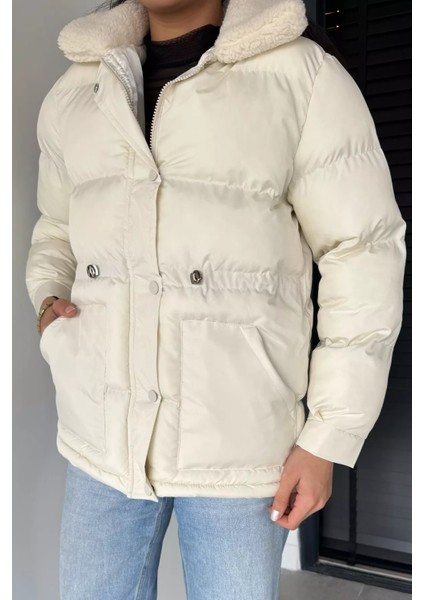 Peluş Yaka Detaylı Astarlı Kadın Şişme Mont P-00018915 fiyatları