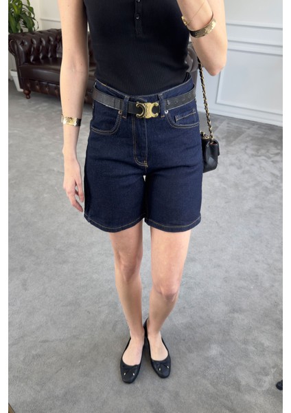 Regular Premium Denim Şort- Koyu Lacivert