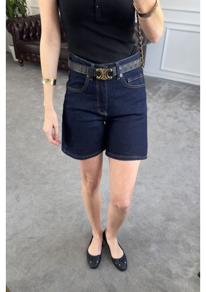 Regular Premium Denim Şort- Koyu Lacivert