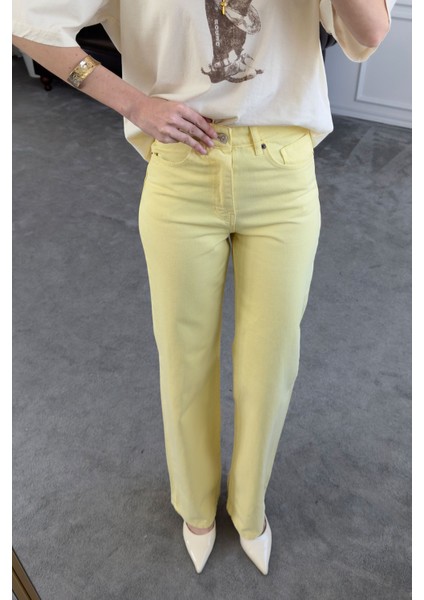 Orijinal Boru Paça Pantolon- Sarı