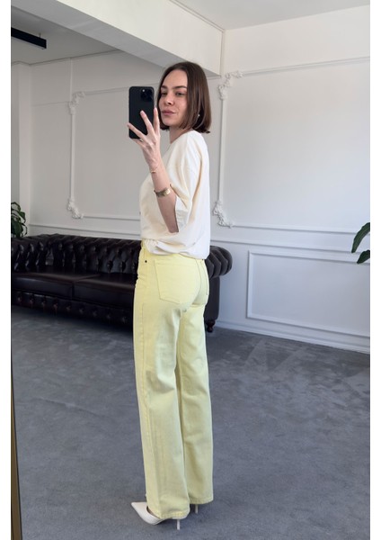 Orijinal Boru Paça Pantolon- Sarı