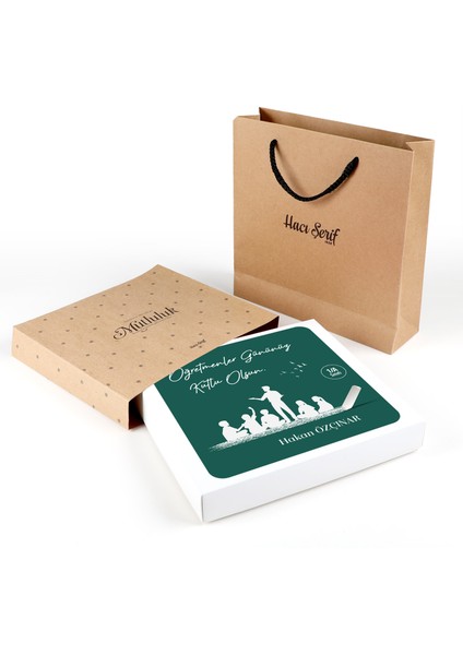 Isimli Öğretmenler Günü Hediyesi Çikolatin 450G Kraft Kutu Çanta fiyatları