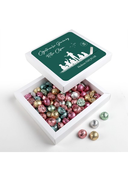 Isimli Öğretmenler Günü Hediyesi Çikolatin 450G Kraft Kutu Çanta modelleri