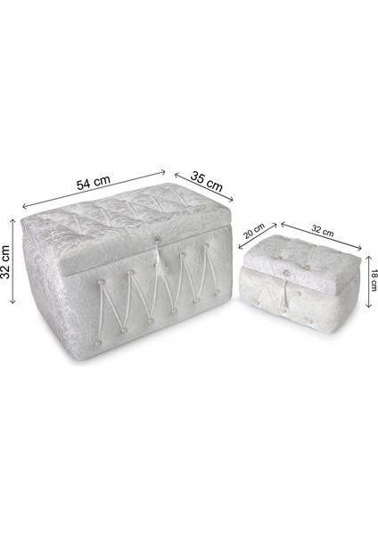 Söz Nişan Düğün Çeyizlik Kadife Gelin Bohça Ikili Sandık - Beyaz fiyatları