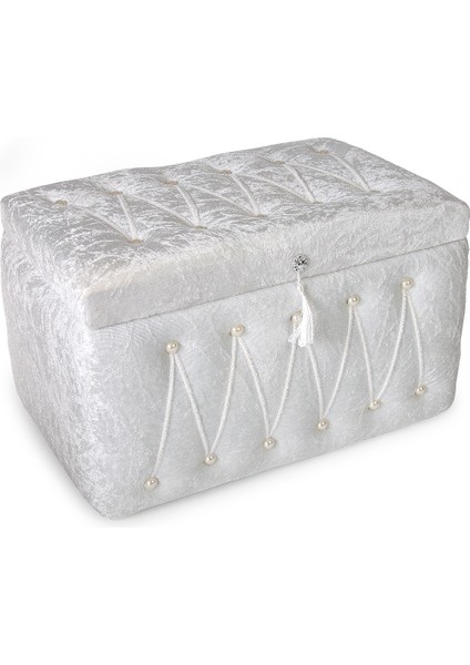 Söz Nişan Düğün Çeyizlik Kadife Gelin Bohça Ikili Sandık - Beyaz modelleri