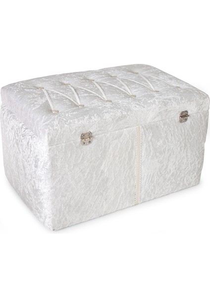 Söz Nişan Düğün Çeyizlik Kadife Gelin Bohça Ikili Sandık - Beyaz indirimleri