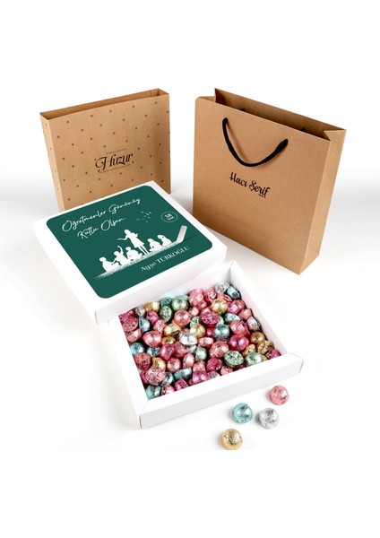 Isimli Öğretmenler Günü Hediyesi Çikolatin 450G Kraft Kutu Çanta indirimleri