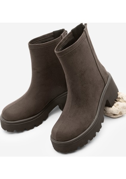 Kadın Arkadan Fermuarlı Kalın Topuklu Günlük Bot Lofani