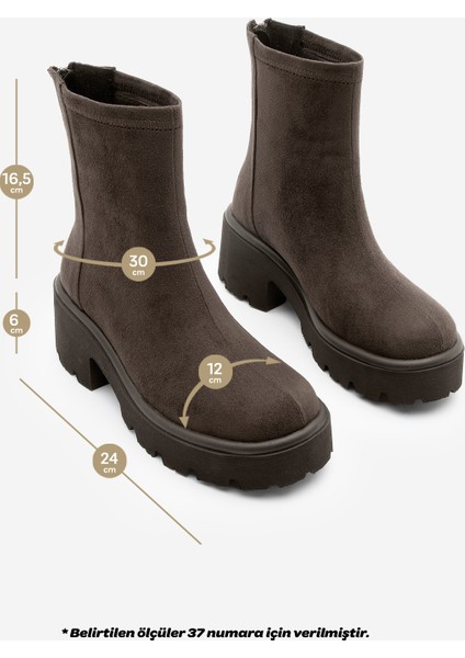 Kadın Arkadan Fermuarlı Kalın Topuklu Günlük Bot Lofani